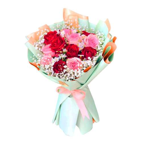 13 Red & pink Rose bouquet