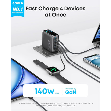 Anker Charger (4-Port, PD) with USB-C Cable